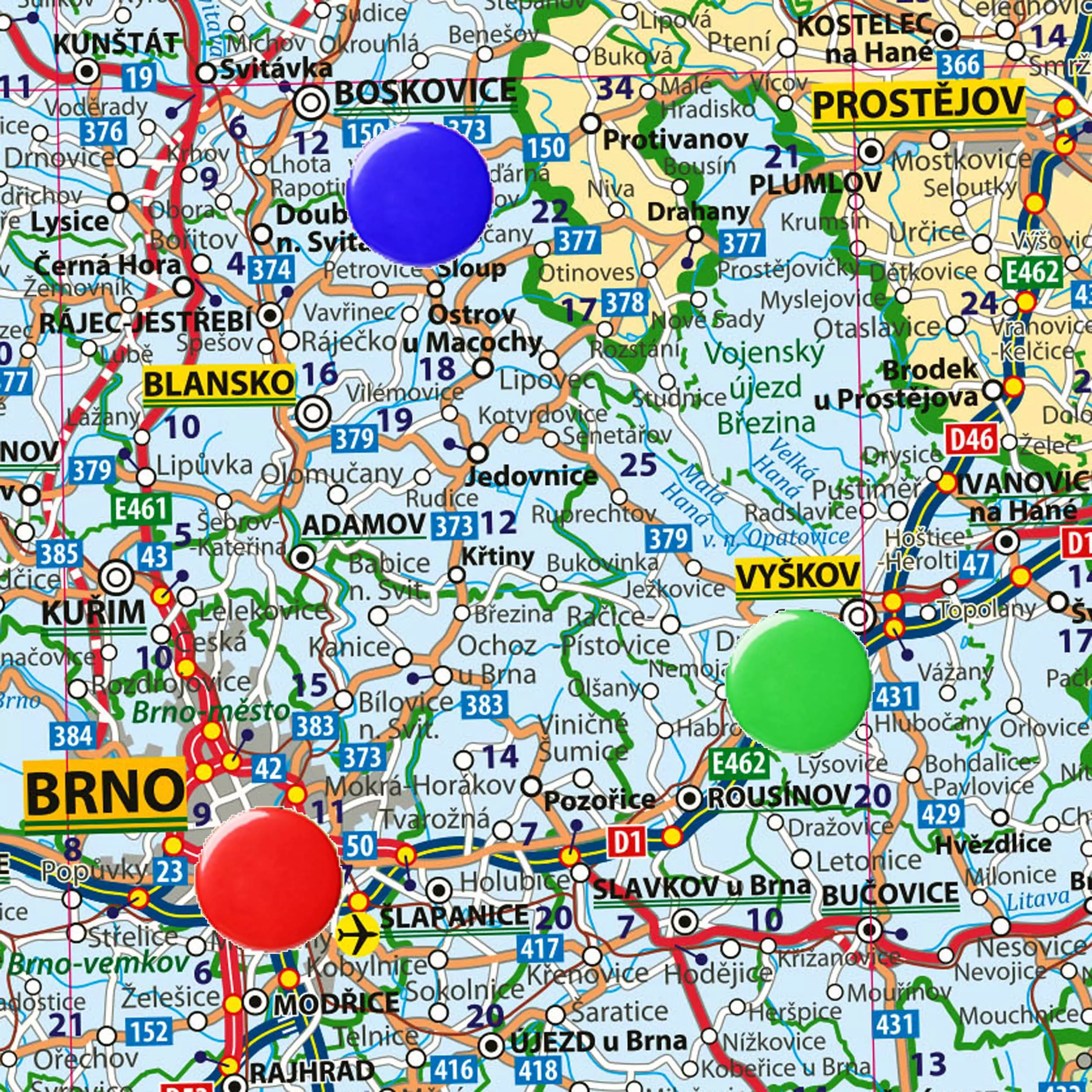 ČR - administrativní a silniční mapa magnet