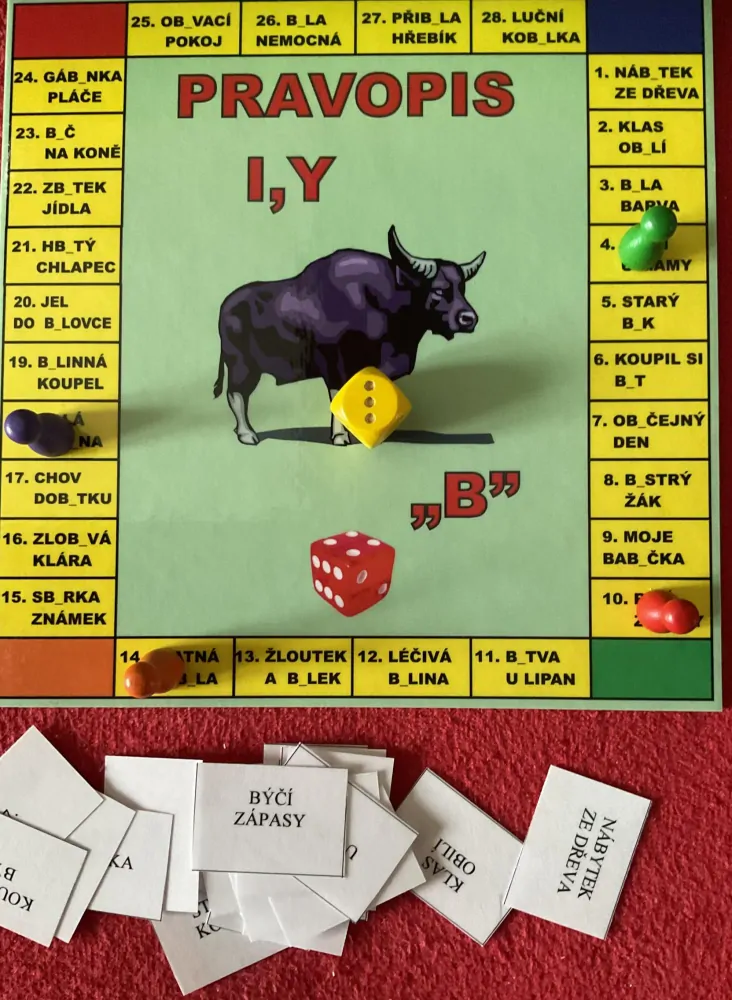 Hra pravopis I,Y po „B“ pro třídu