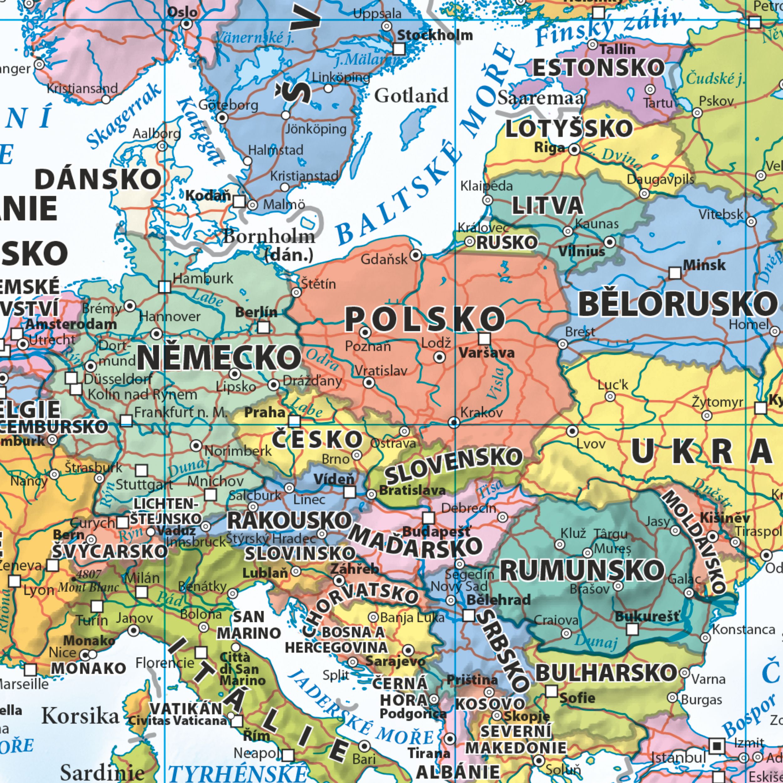 Svět - nástěnná politická mapa připínací