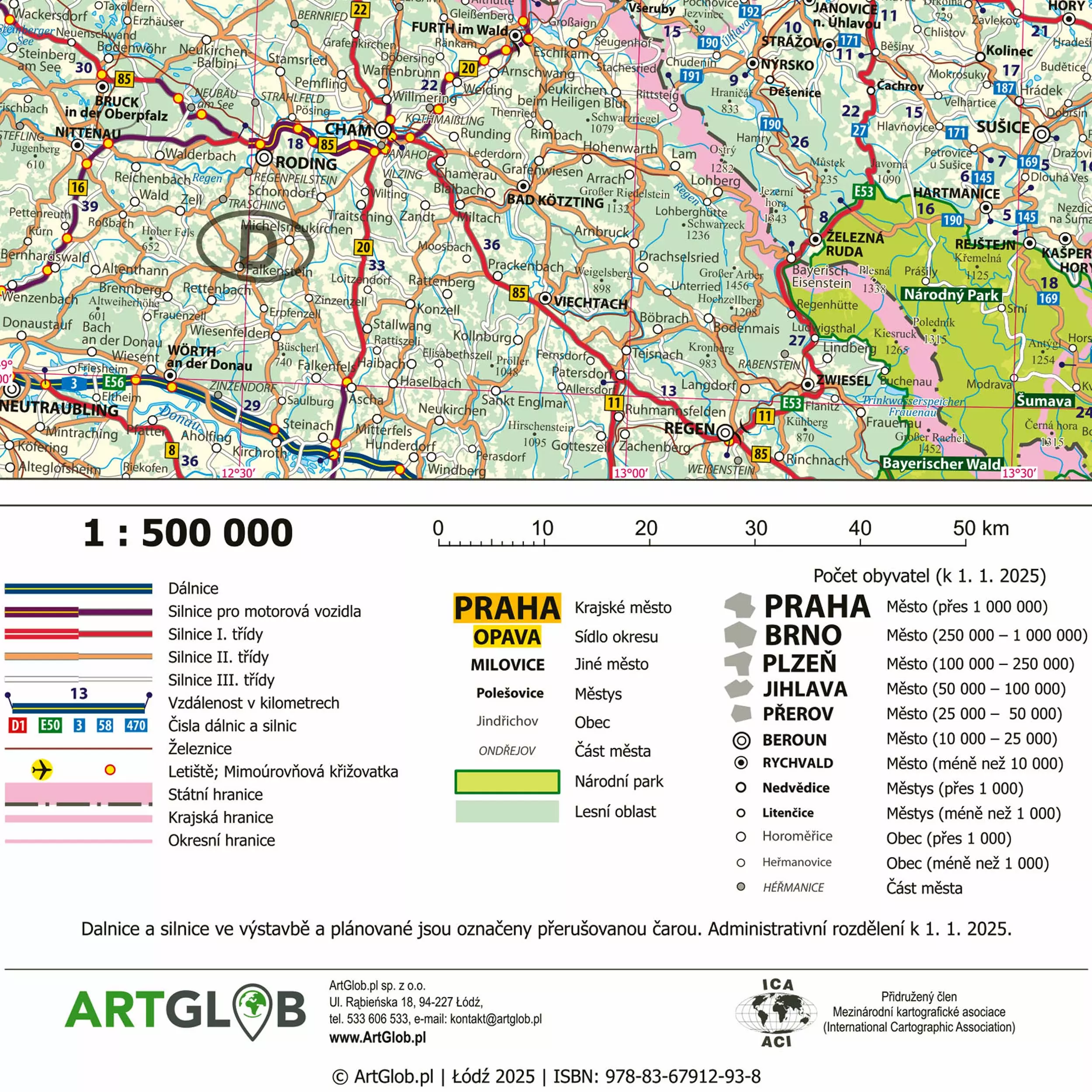 ČR - silniční mapa plakát