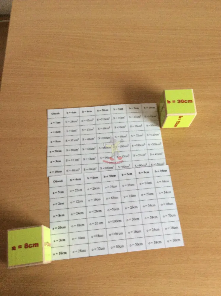 Procvičuj s Luckou - obvody a obsahy čtverců a obdélníků I