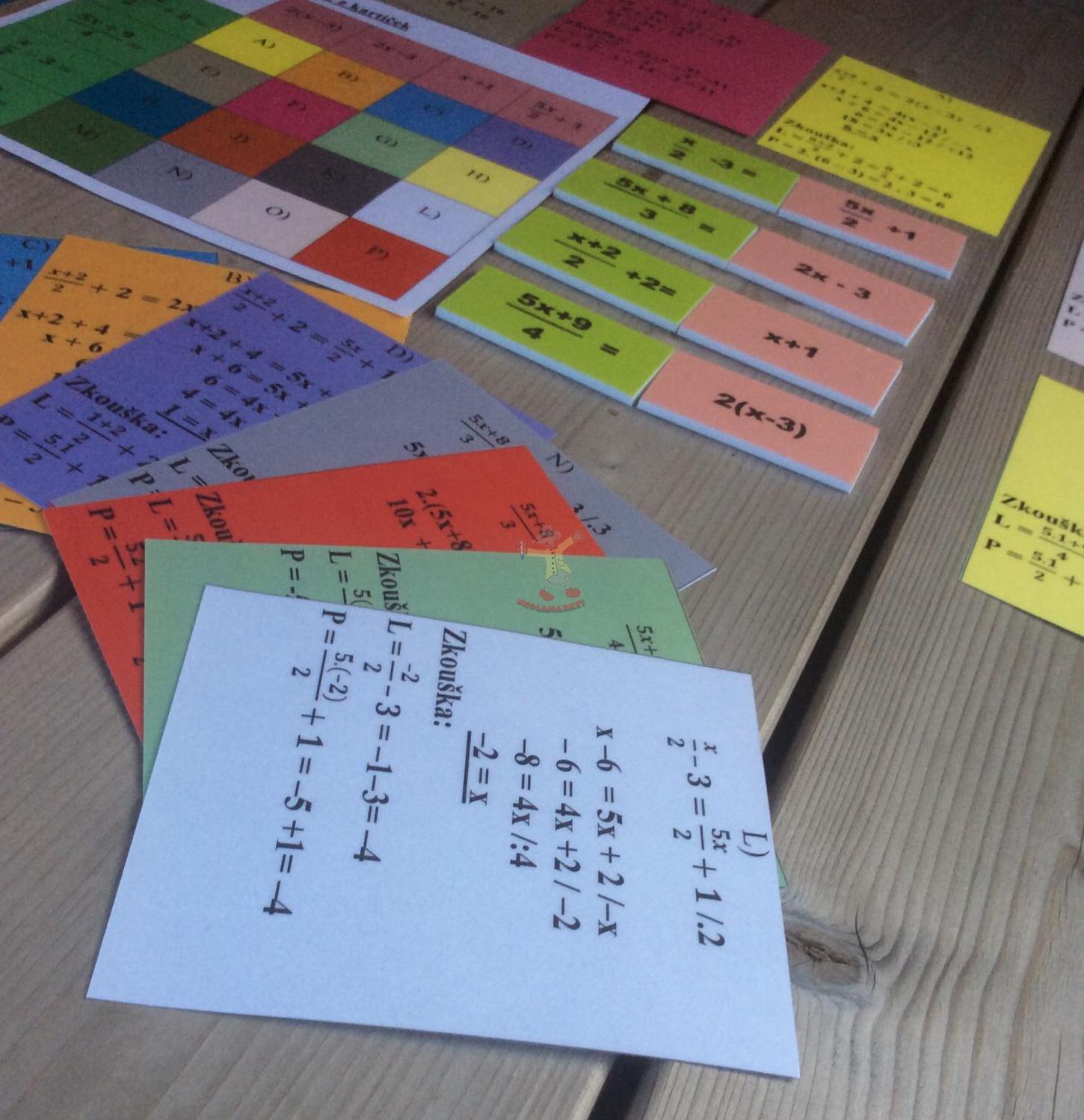 Tvorba rovnic z kartiček