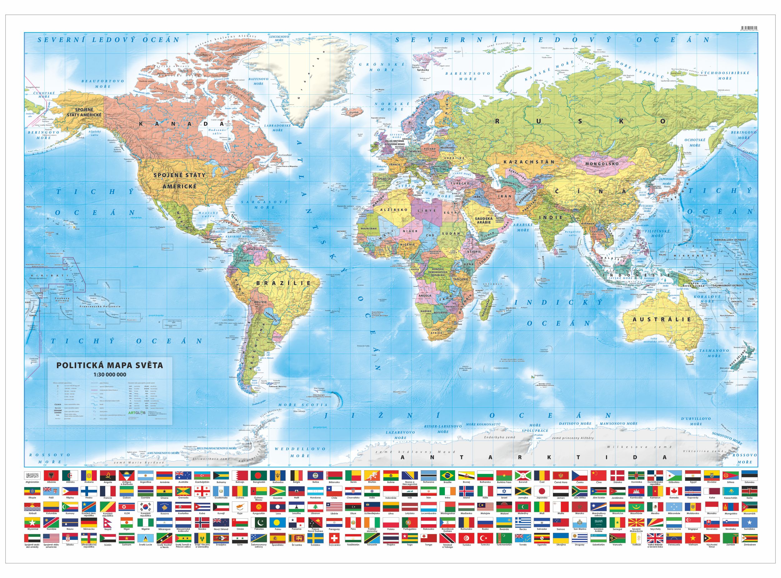 Svět - nástěnná politická mapa připínací