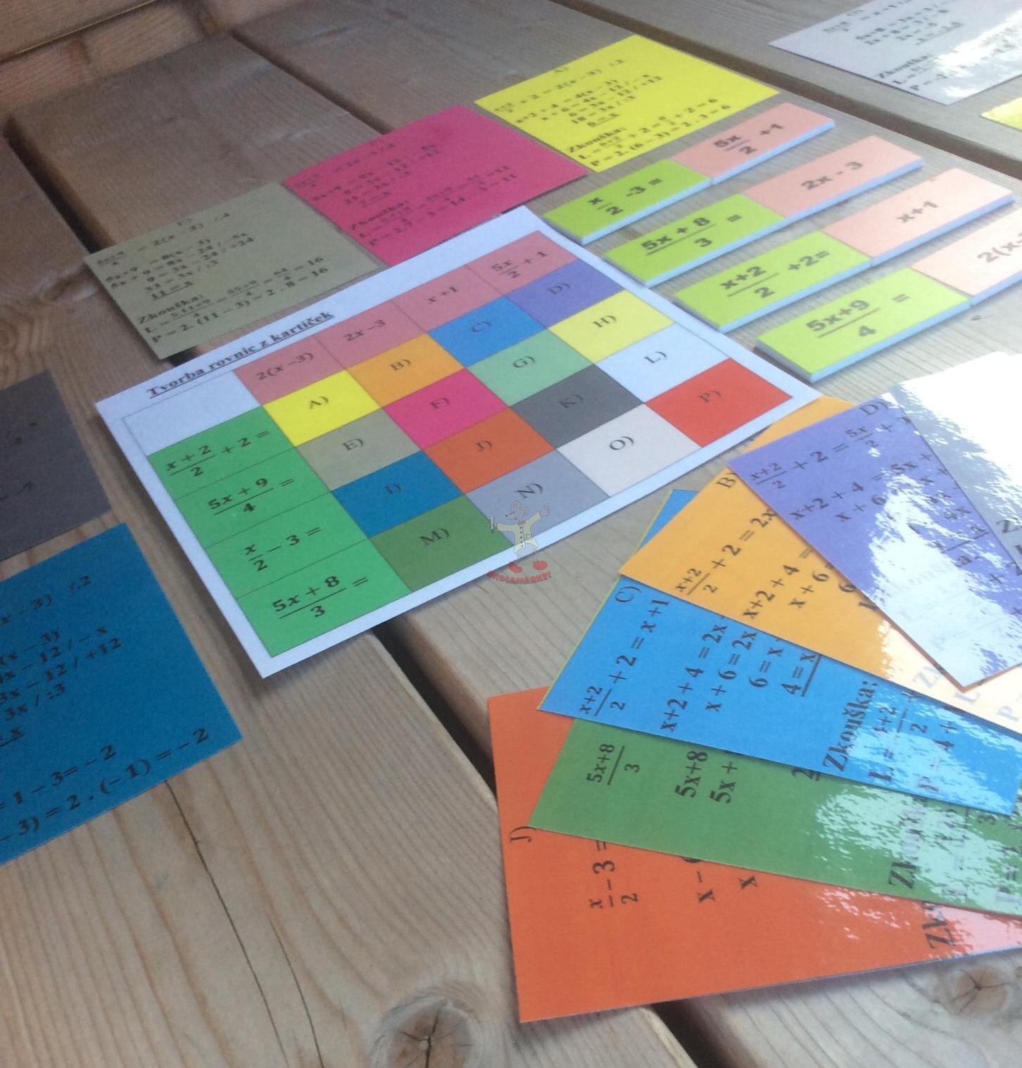 Tvorba rovnic z kartiček