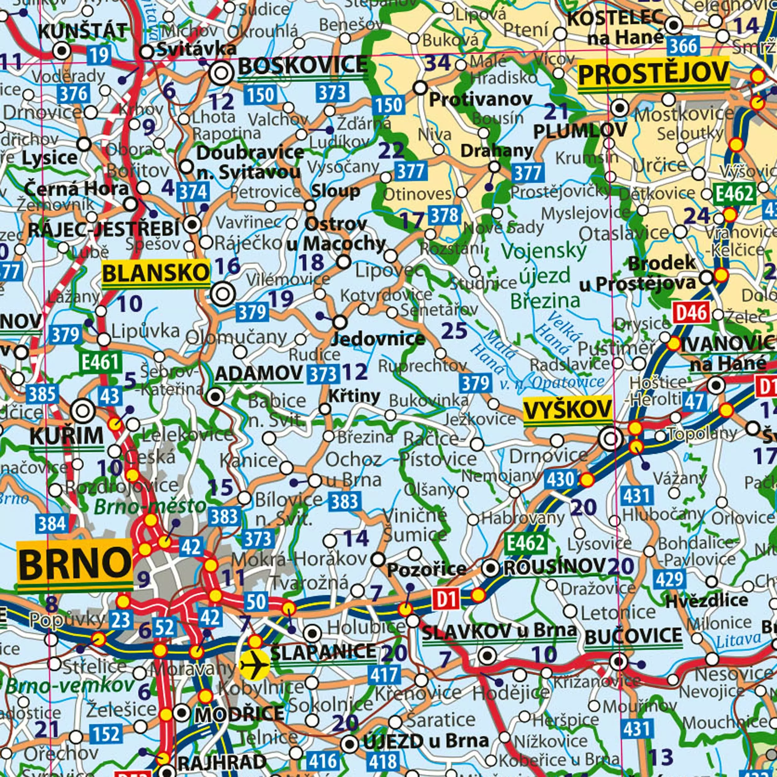 ČR - administrativní a silniční mapa připínací