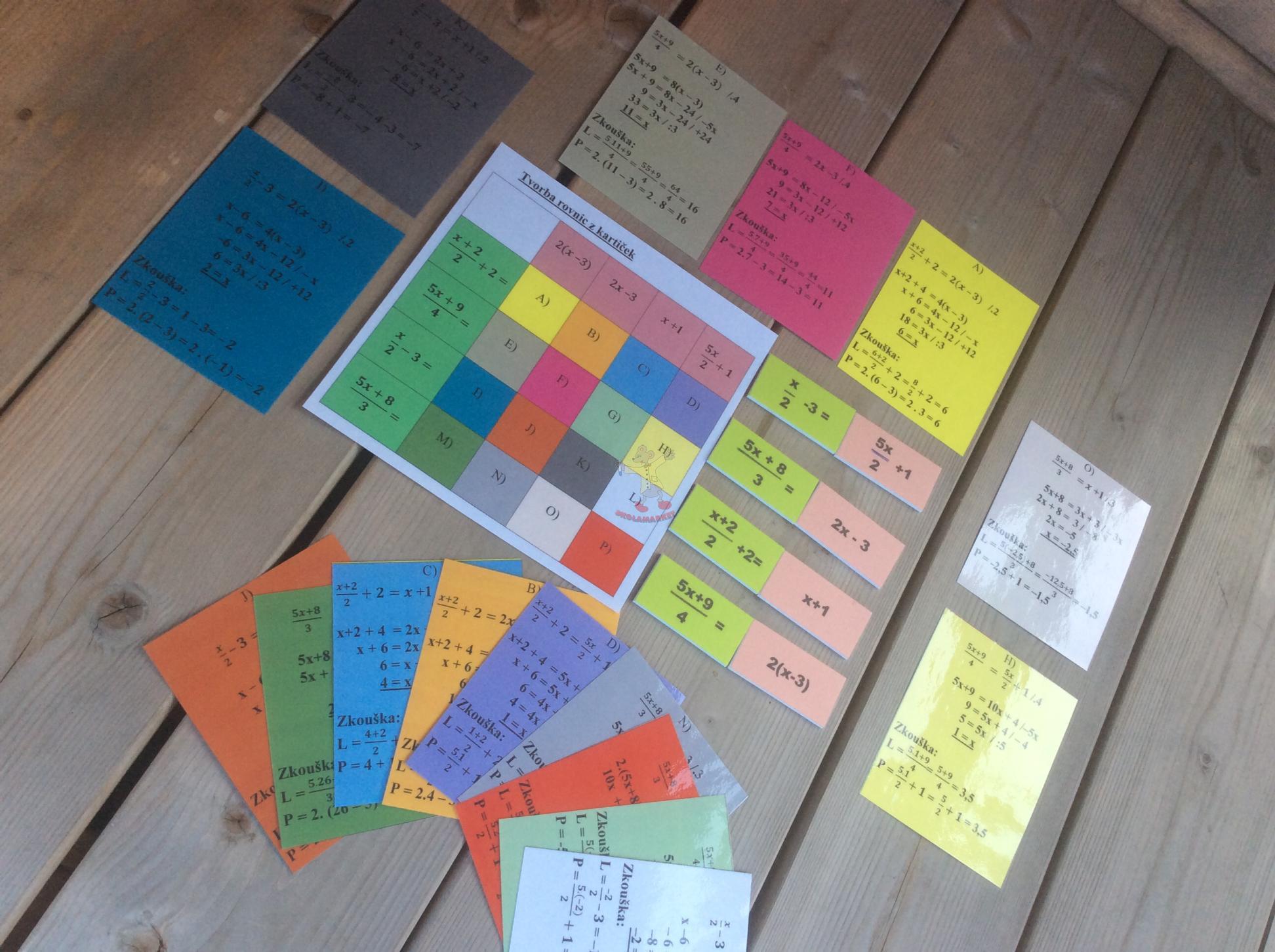 Tvorba rovnic z kartiček