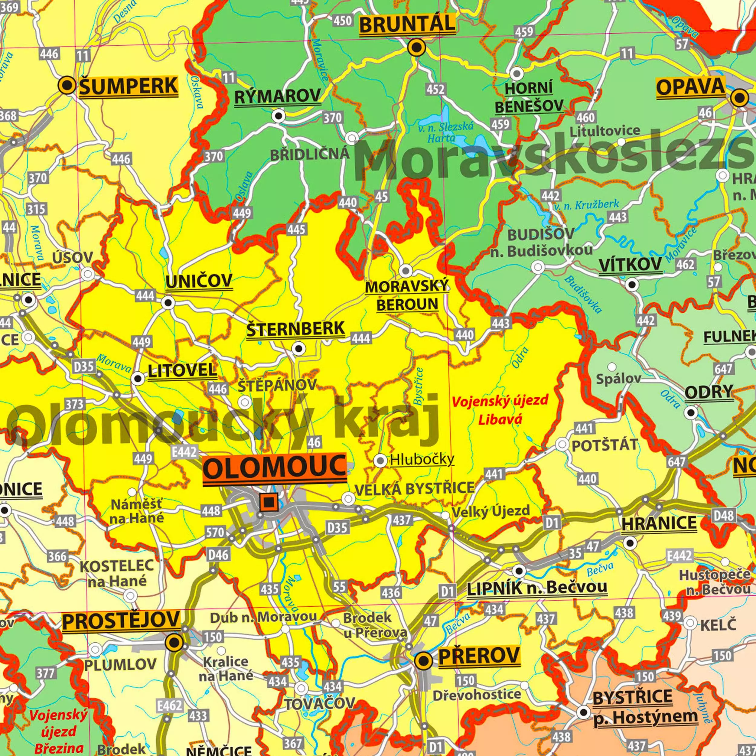 ČR - administrativní mapa připínací