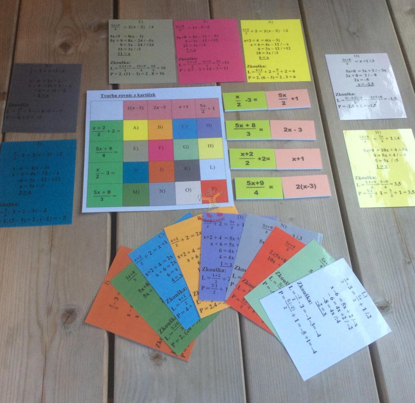 Tvorba rovnic z kartiček