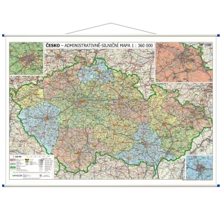ČR - administrativní a silniční mapa plakát